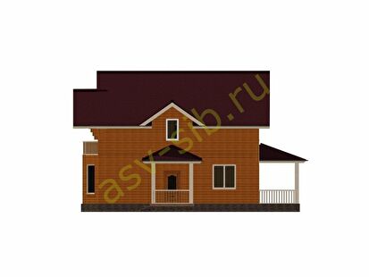 Вид справа на брусовой дом для постоянного проживания, проект Б189-170