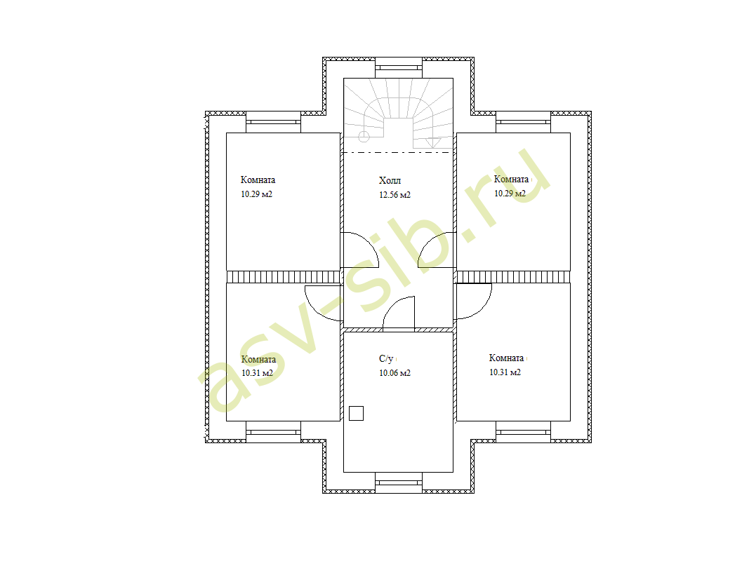 Планировка второго этажа дома по проекту П181-123a из газобетона ИНСИ-блок Планировка второго этажа дома по проекту П181-123a из газобетона ИНСИ-блок